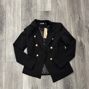 DO+BE Elegant Black Blazer with Gold Buttons NWT